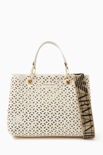 Small MyEA Tote Bag in Perforated Faux-leather