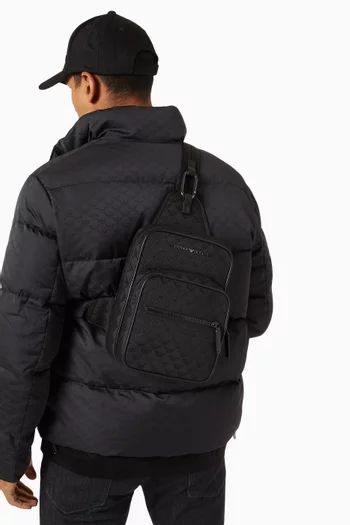 EA Eagle Crossbody Bag in Nylon Jacquard