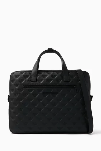 Eagle Logo Laptop Bag in Leather