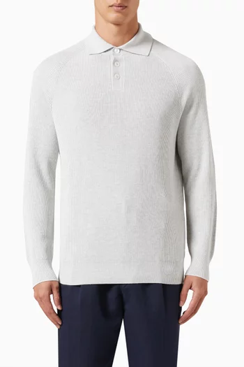 English Ribbed Polo in Cotton Knit