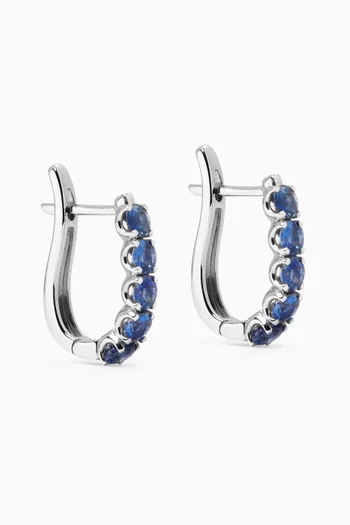 Cascade Sapphire Hoop Earrings in 18kt White Gold