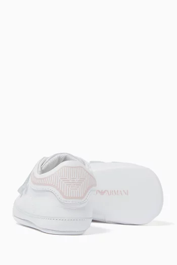 Eagle Logo Velcro Sneakers in Leather