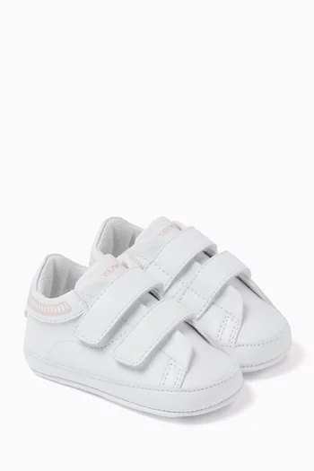 Eagle Logo Velcro Sneakers in Leather