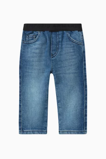 Washed-effect Denim Pants in Cotton