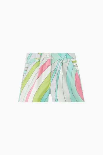 Abstract-print Shorts in Cotton