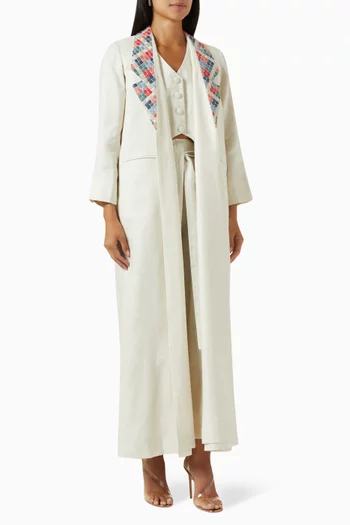 Embroidered Abaya Set in Linen