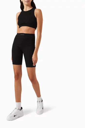 Ribbed Biker Shorts in Cotton