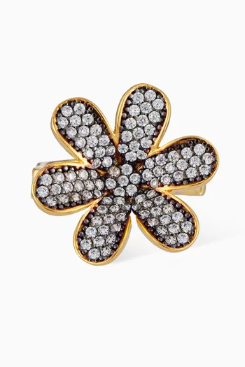 Mini Daisy Crystal Ring in 24kt Gold-plated Bronze
