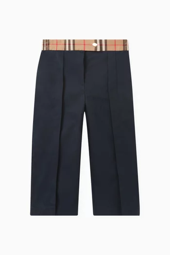 Check-print Wide-leg Trousers in Cotton