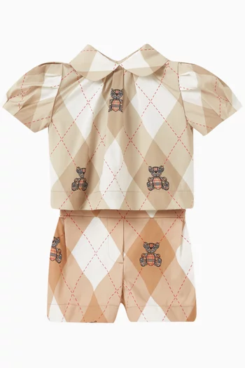 Argyle-print Shorts in Cotton