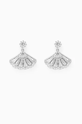 Fan Crystal Earrings in Sterling Silver