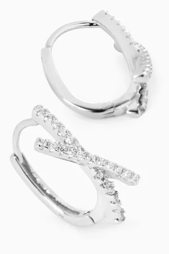 x Pavé Huggies in Sterling Silver