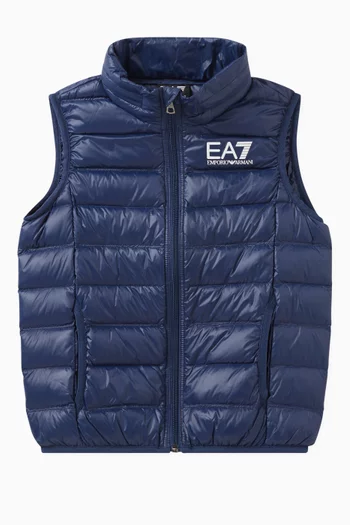EA7 Logo-print Quilted Vest in Polyamide
