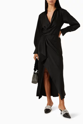Talita Draped Midi Dress in Satin