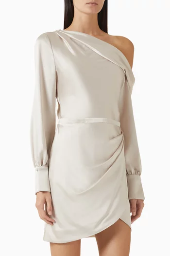 Cameron One-shoulder Mini Dress in Satin