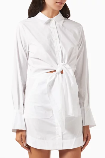 فستان كولبي بنمط قميص قصير قطن بوبلين