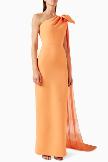One-shoulder Dress in Taffeta