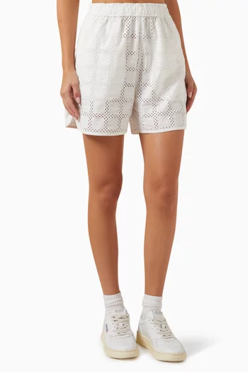 Dylan Broderie Logo Shorts in Cotton