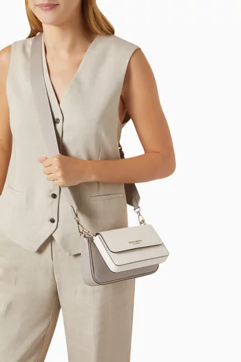 Double-up Crossbody Bag in Colour-blocked Leather