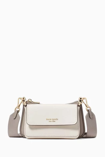 Double-up Crossbody Bag in Colour-blocked Leather