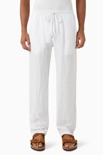 Logo Patch Trousers in Linen