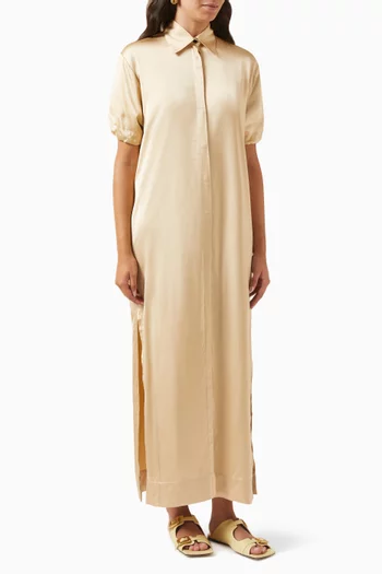 فستان لوميير طويل بنمط قميص ستان