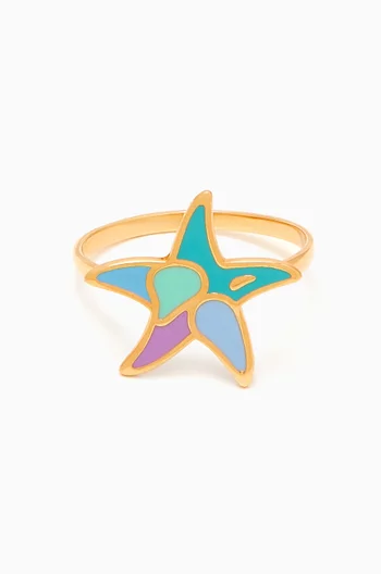 Lanature Star Enamel Ring in 18kt Gold