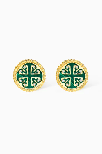 Lace Petite Malachite Stud Earrings in 18kt Gold