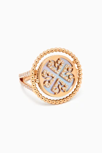 Lace Lustrous Mother of Pearl & Diamond Rings in 18kt Yellow Gold