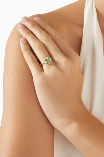 Lace Petite Malachite Ring in 18kt Yellow Gold