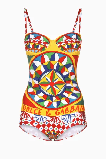 لباس سباحة قطعة واحدة بالكونيت بنقشة كاريتو