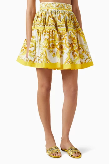 Majolica-print Mini Skirt in Cotton-poplin