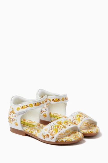 Majolica-print Sandals in Leather