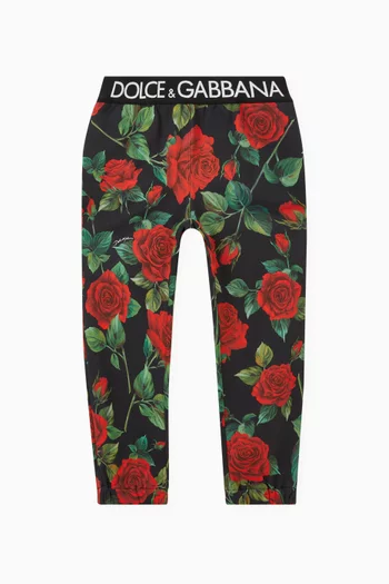 Roses Print Sweatpants in Cotton Jersey