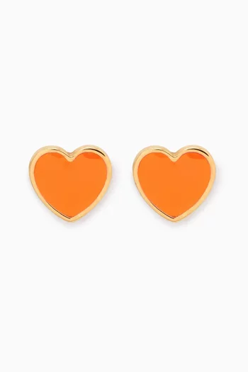 Heart Enamel Stud Earrings in 18kt Gold