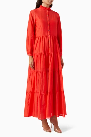 James Tiered Maxi Dress in Cotton-silk Blend