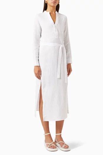 Frieda Belted Dress in Crinkle-cotton