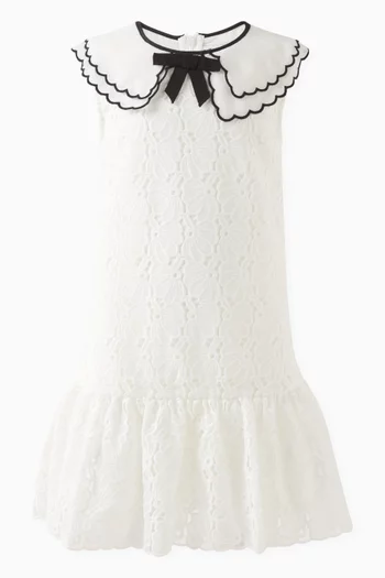 Floral-embroidered Dress in Chiffon