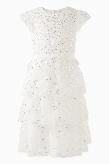 Sequin-embellished Tiered Dress in Tulle