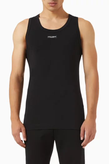 Logo Patch Tank Top in Cotton Stretch