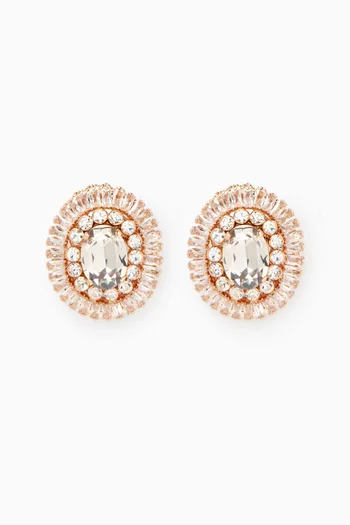 Small Crystal Cluster Stud Earrings in Gold-plated Brass