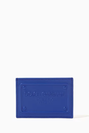 Logo Embossed Cardholder in Calfskin Leather