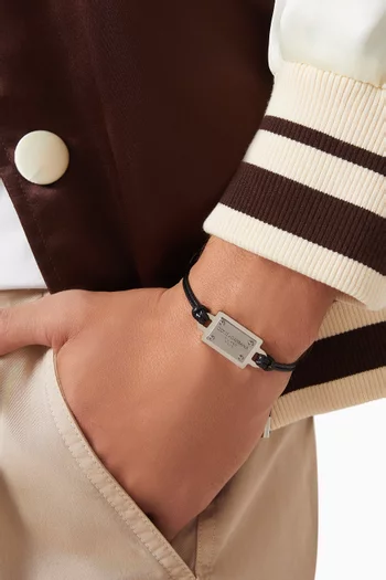 Logo-plaque Bracelet in Cord & Metal