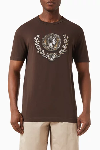 Coin & Laurel Print T-shirt in Cotton