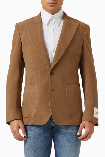Re-Edition Single-breasted Jacket in Stretch Cotton-fustian