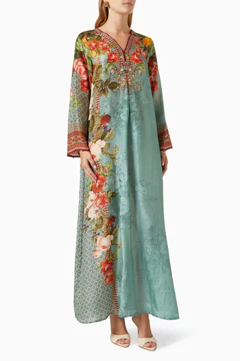 Printed Jalabiya Dress in Silk