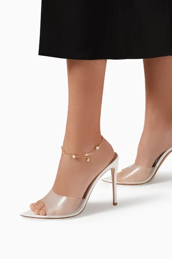 خلخال كيكو بسلستين بحلي مرصعة بلؤلؤ مياه عذبة ذهب عيار 18