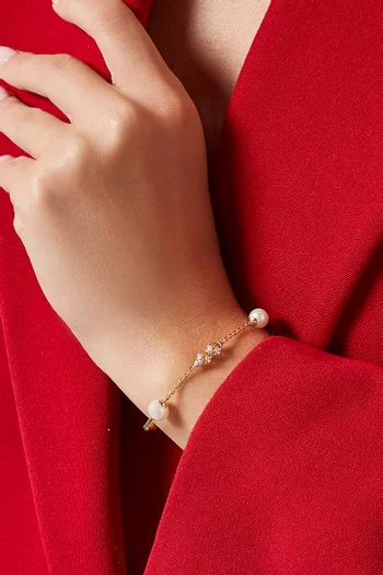 سوار كيكو مزين بحلي ولؤلؤ مياه عذبة ذهب عيار 18