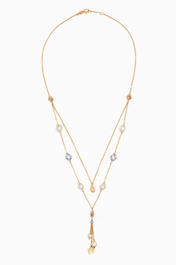 Kiku Freshwater Pearl Charm Tassel Necklace in 18kt Gold