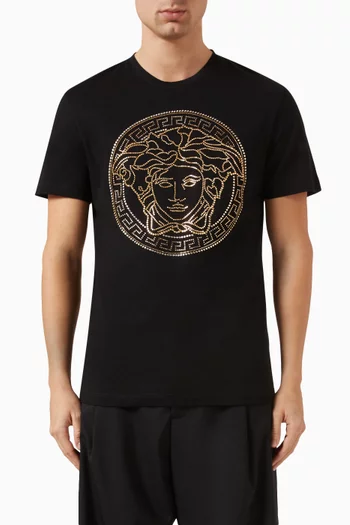 Embellished Medusa Logo T-shirt in Cotton